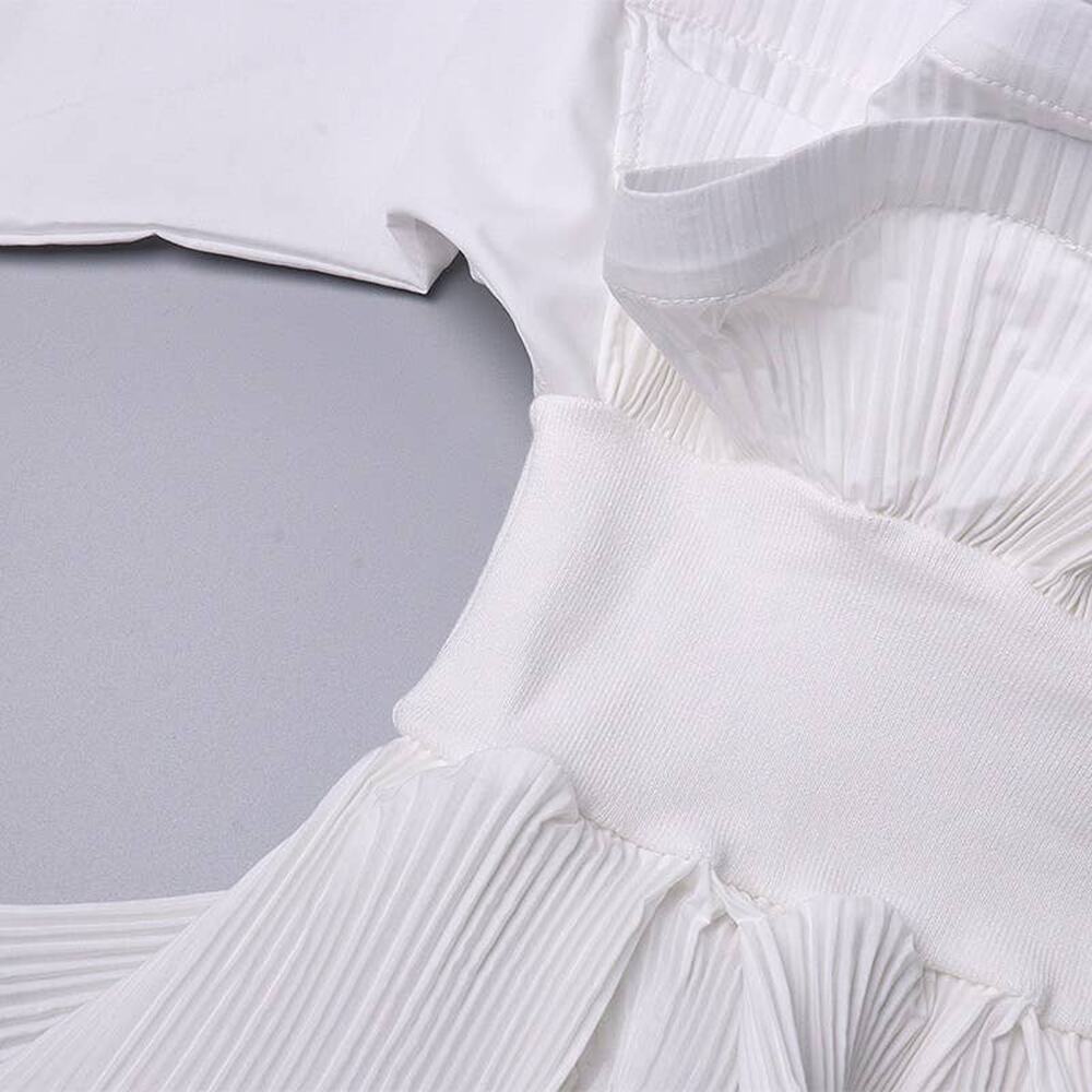 Spring Ruffle Belted Top with Stand Collar - Picture 6 of 14